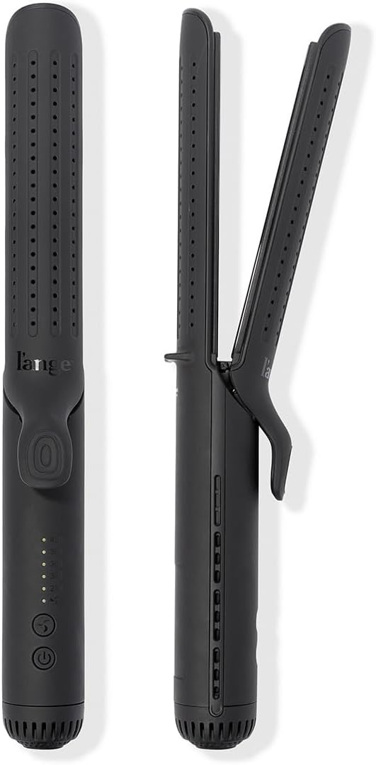 L'ANGE HAIR Le Duo Grande 360° Airflow Styler | 2-in-1 Curling Wand & Titanium Flat Iron Professional Hair Straightener and Curler with Cooling Air Vents to Lock in Style | Adjustable Temp (Blush)