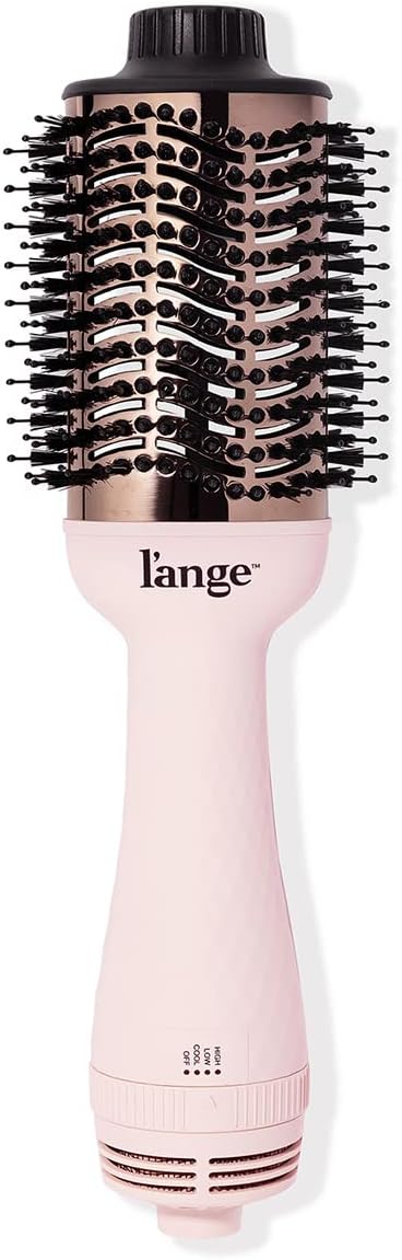 L'ANGE HAIR Le Volume 2-in-1 Titanium Blow Dryer Brush | Hot Air Brush in One with Oval Barrel | Hair Styler for Smooth, Frizz-Free Results for All Hair Types (Blush - 60 mm)