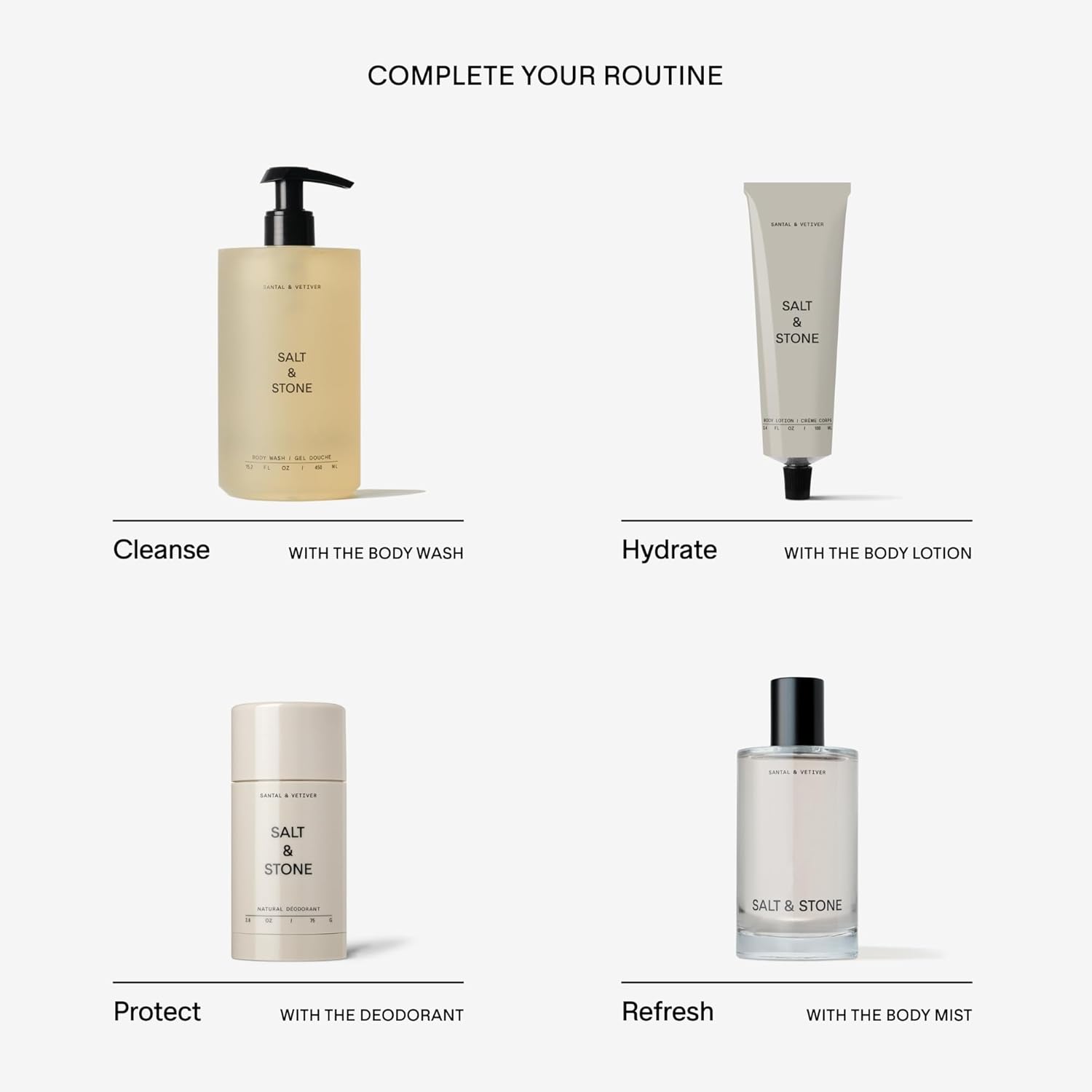 Salt & Stone Antioxidant-Rich Body Wash | Cleanse, Nourish & Soften Skin with Niacinamide & Hyaluronic Acid | Free From Parabens, Sulfates & Phthalates