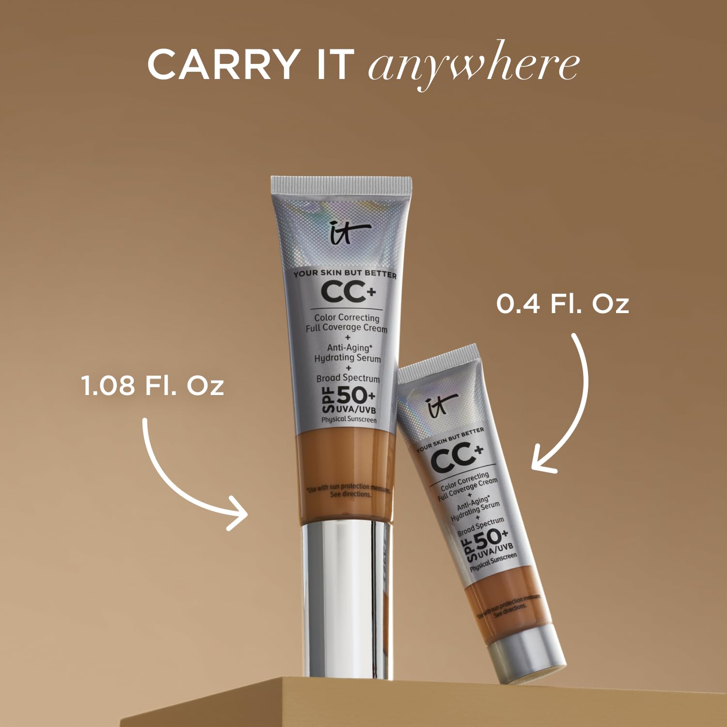 IT Cosmetics Your Skin But Better CC+ Cream - Color Correcting Cream, Full-Coverage Foundation, Hydrating Serum & SPF 50+ Sunscreen - Natural Finish - 1.08 fl oz