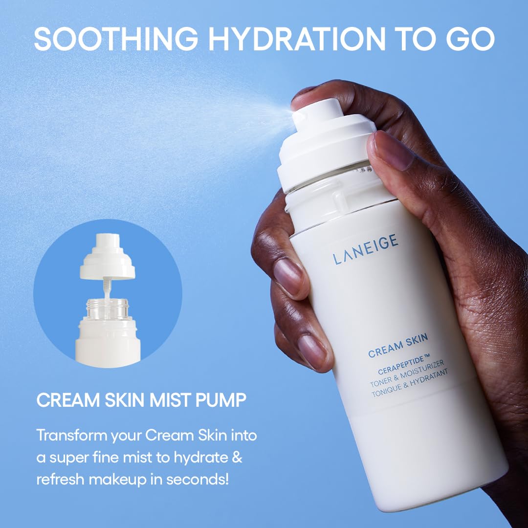 LANEIGE Cream Skin Refillable Toner & Moisturizer with Ceramides and Peptides: Korean Milky Toner, Amino Acid, Nourish, Hydrate, Barrier-Boosting, Visibly Firm