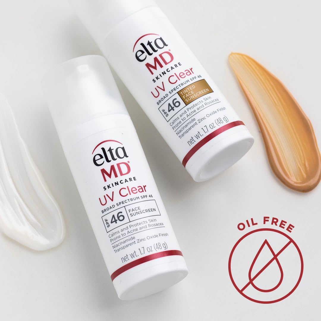 EltaMD UV Clear Face Sunscreen SPF 46, Oil Free Sunscreen with Zinc Oxide, Dermatologist Recommended Sunscreen, 1.7 oz Pump