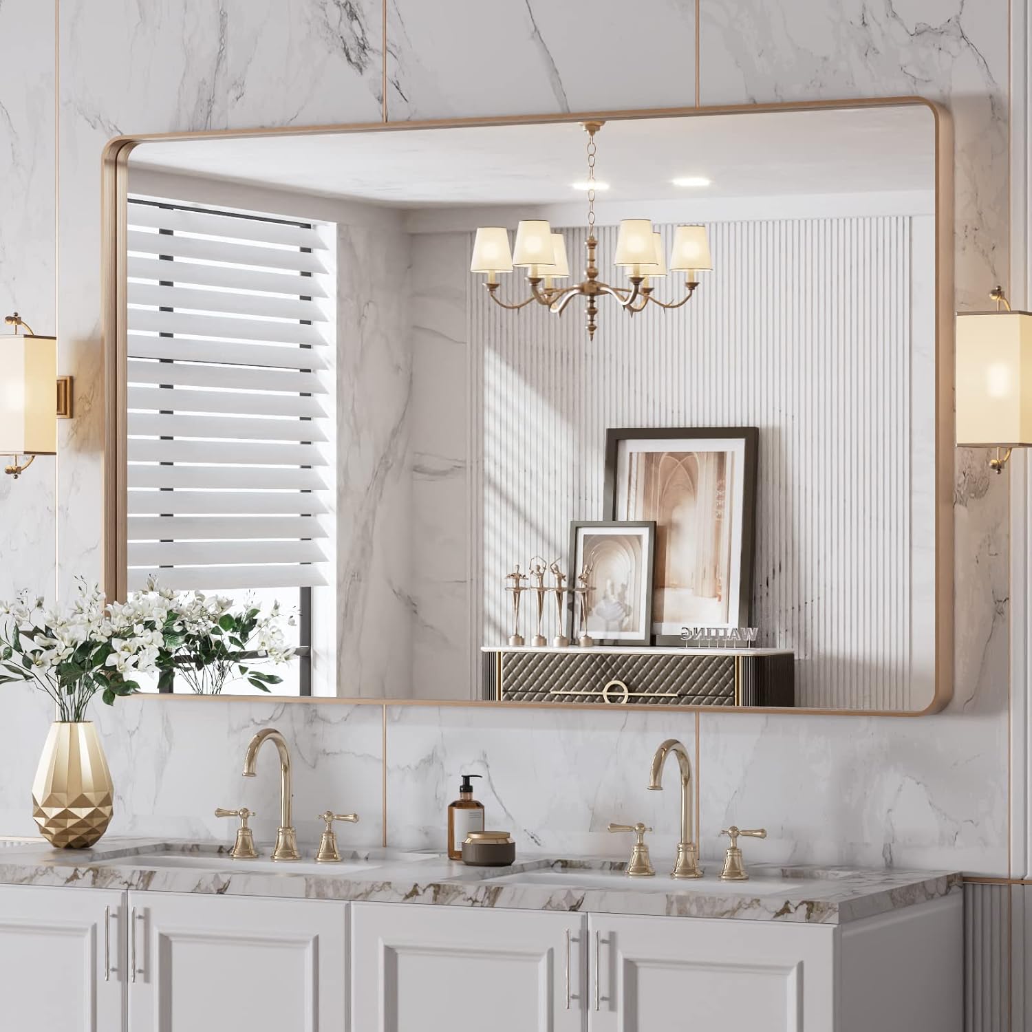 LOAAO Black Metal Framed Bathroom Mirror for Wall, 22X30 Inch Rounded Rectangle Mirror, Matte Black Bathroom Vanity Mirror Farmhouse, Anti-Rust, Tempered Glass, Hangs Horizontally or Vertically