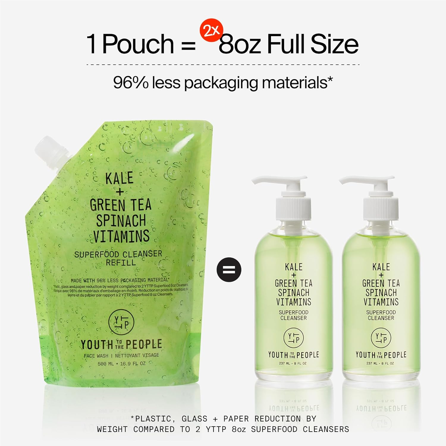 Youth To The People Superfood Facial Cleanser - Kale and Green Tea Cleanser - Gentle Face Wash, Makeup Remover + Pore Minimizer for All Skin Types - Vegan