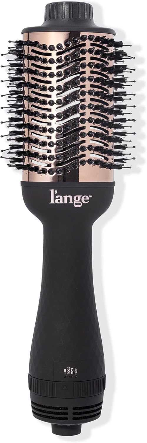 L'ANGE HAIR Le Volume 2-in-1 Titanium Blow Dryer Brush | Hot Air Brush in One with Oval Barrel | Hair Styler for Smooth, Frizz-Free Results for All Hair Types (Blush - 60 mm)