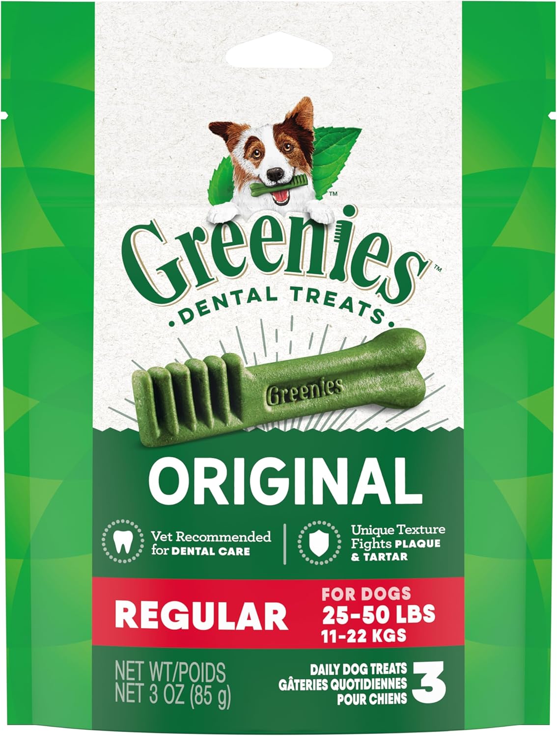 Greenies Original Regular Natural Dog Dental Care Chews Oral Health Dog Treats, 36 count (Pack of 1)