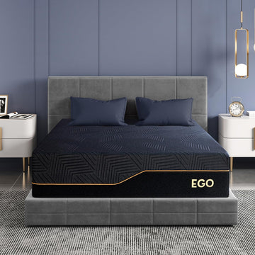 EGOHOME 14 Inch King Size Memory Foam Mattress for Back Pain, Cooling Gel Mattress Bed in a Box, Made in USA, CertiPUR-US Certified, Therapeutic Medium Mattress, 76x80x14 Black