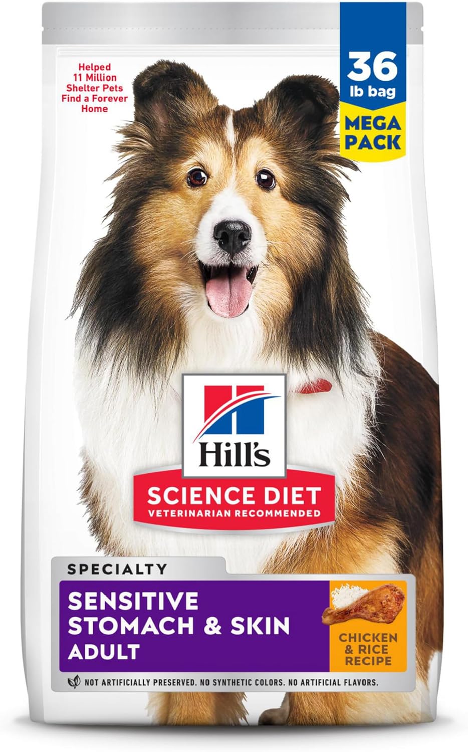Hill's Science Diet Sensitive Stomach & Skin, Adult 1-6, Stomach & Skin Sensitivity Support, Dry Dog Food, Chicken Recipe, 30 lb Bag