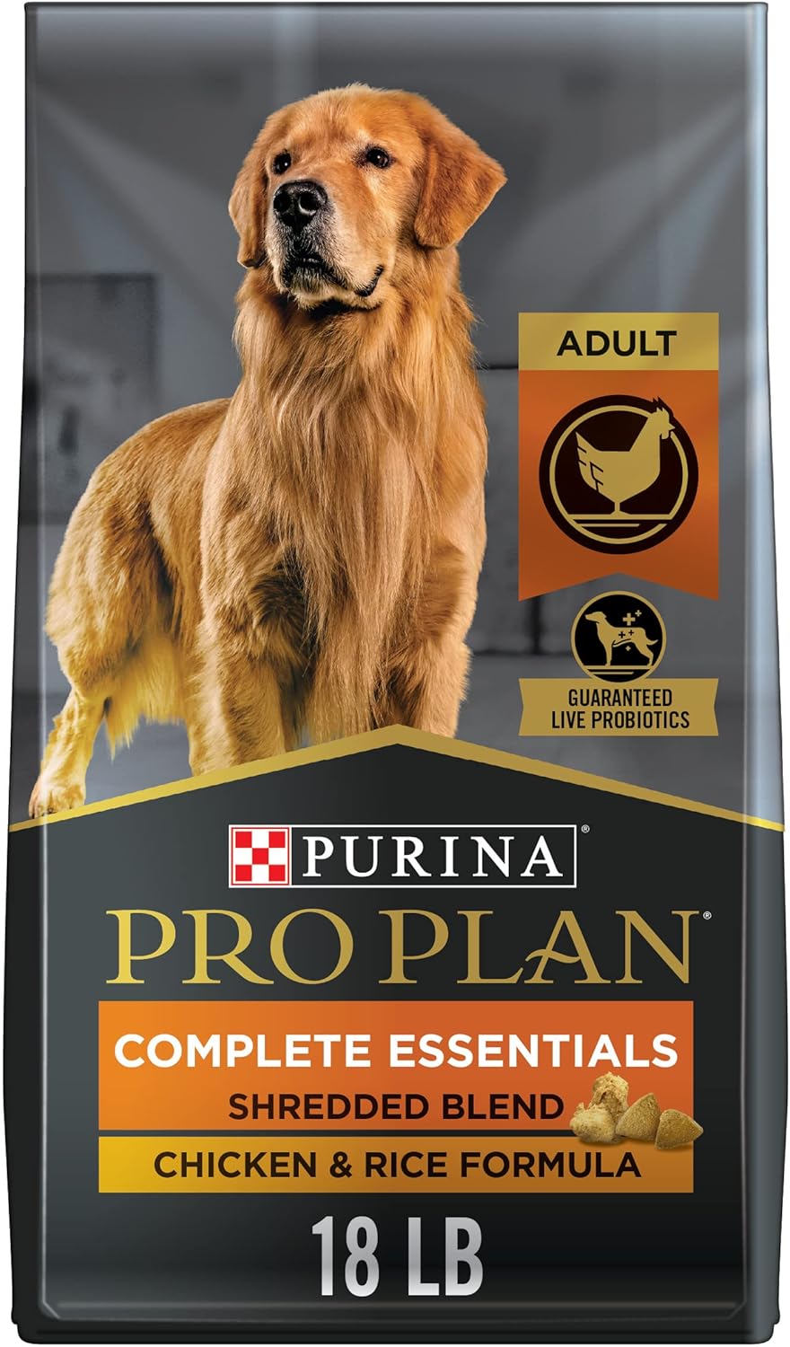 Purina Pro Plan High Protein Dog Food With Probiotics for Dogs, Shredded Blend Beef & Rice Formula - 35 lb. Bag